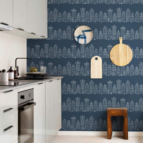 Behang met London Townhouse-patroon