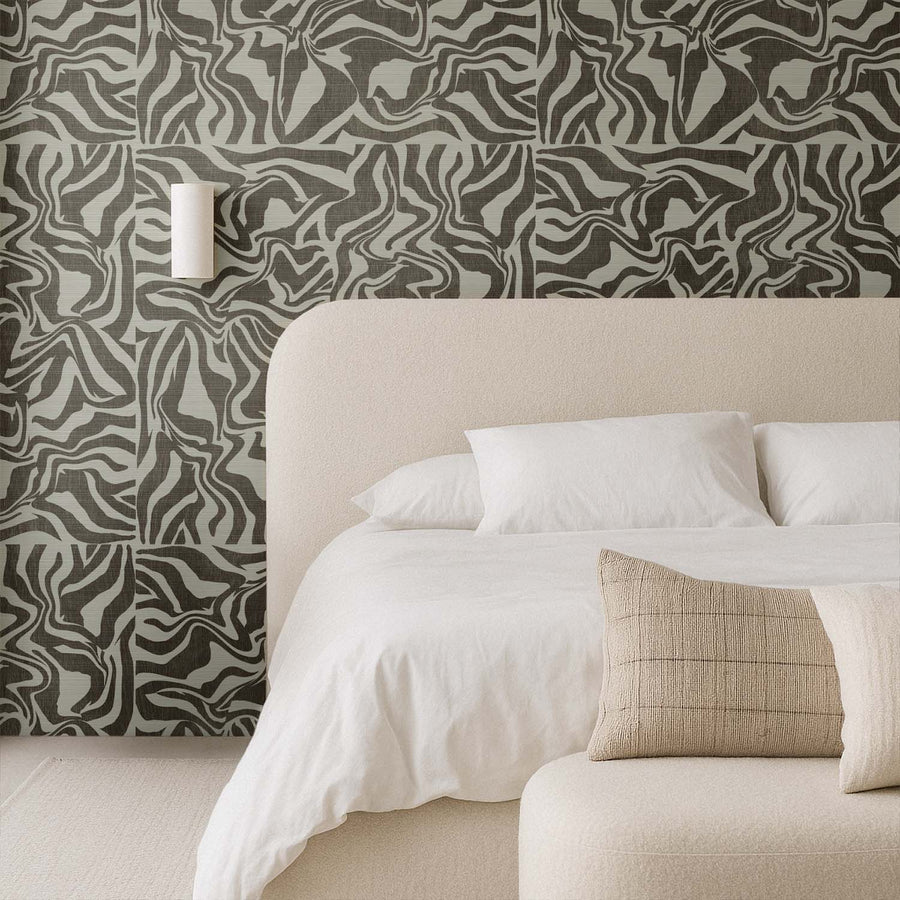 Wooden Zebra Pattern Grasscloth Wallpaper