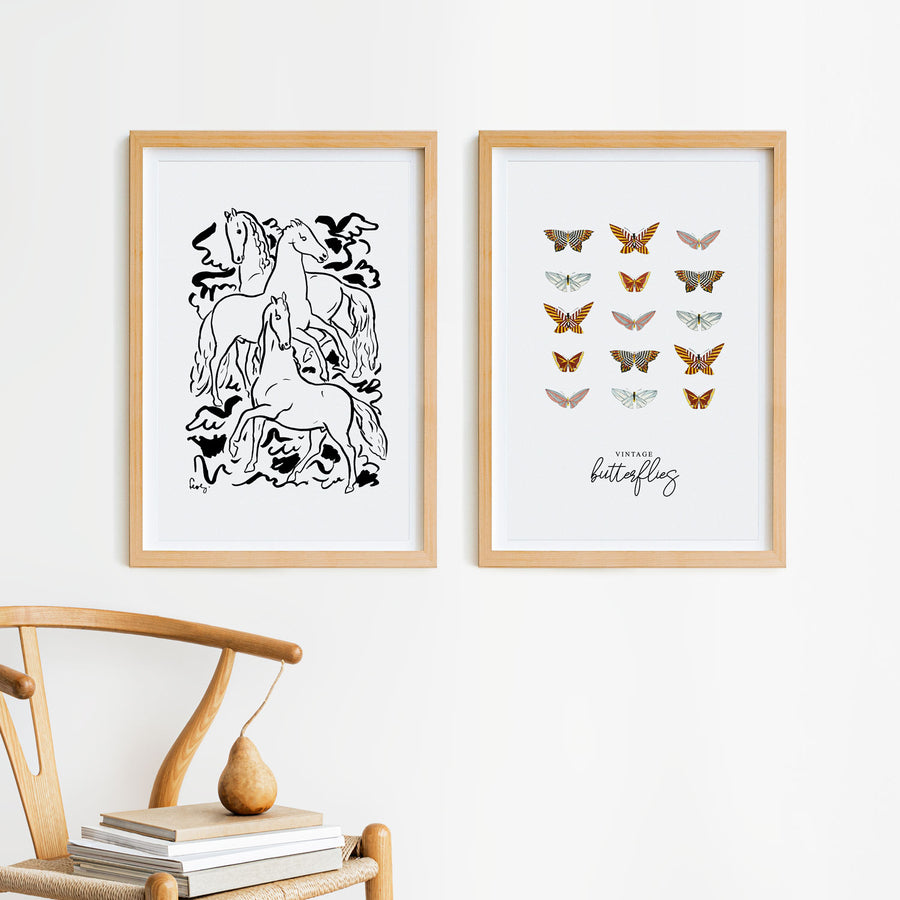 Horse And Butterfly Poster Duo Pack + Free FedEx Delivery