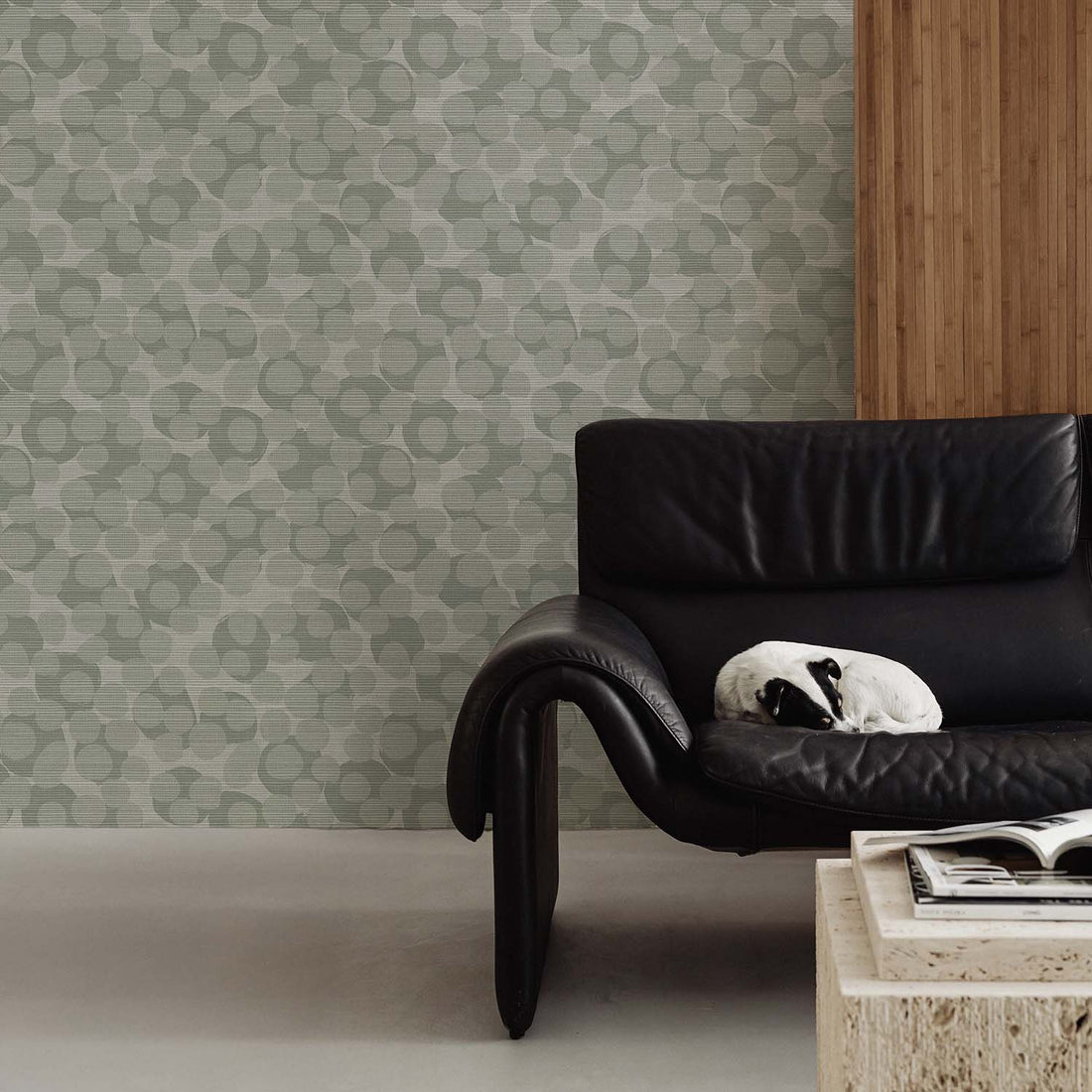 Light Sage Dots Grasscloth Wallpaper