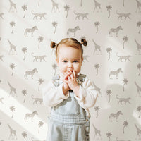 Neutral Jungle Theme Wallpaper For Kids Room