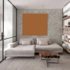 Gray plaster-effect wallpaper with subtle limewash brushstroke texture