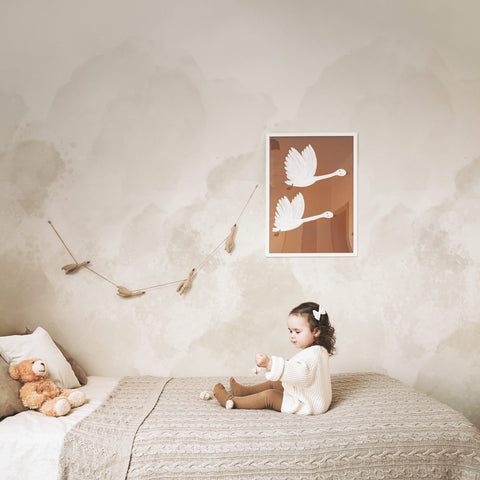 Subtle Beige Limewash Wall Mural