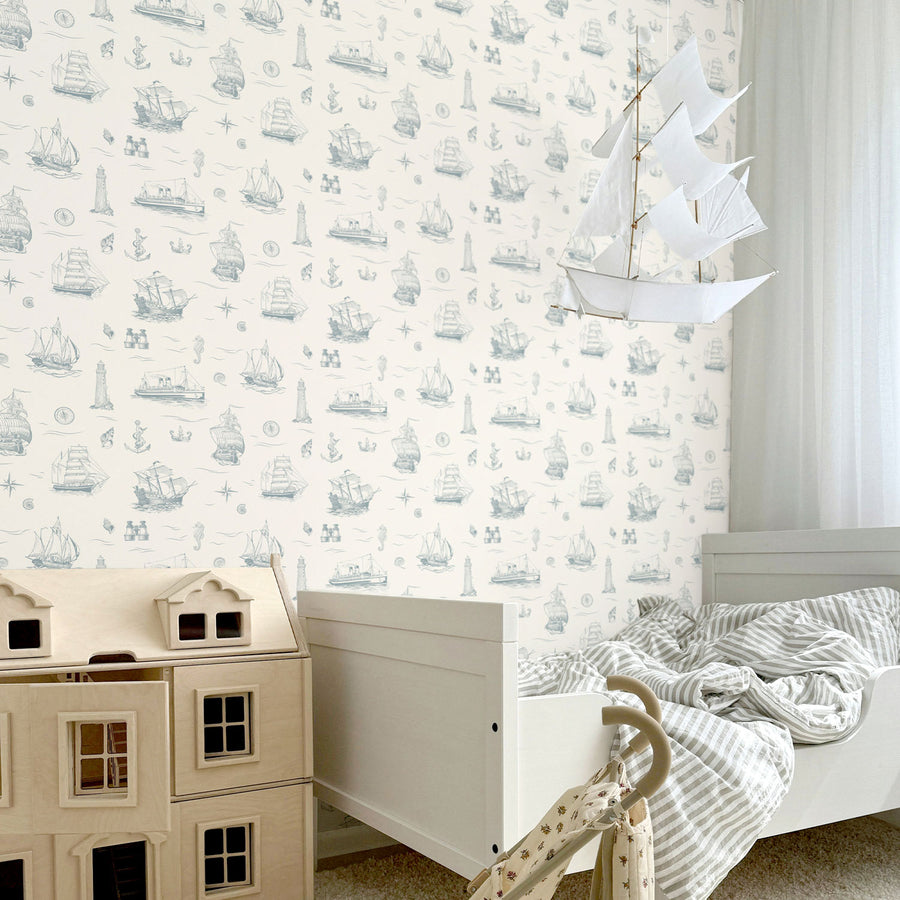 Vintage Ship Pattern Removable Wallpaper