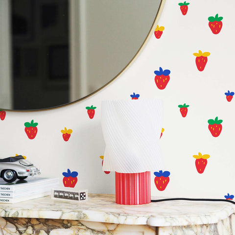 Carta da Parati per Bambini Fragole Divertenti e Colorate