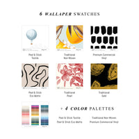 Wallpaper materials and designs in Livettes Wallpaper swatch book