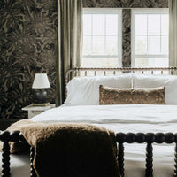 Dark Monstera Leaves Grasscloth Wallpaper