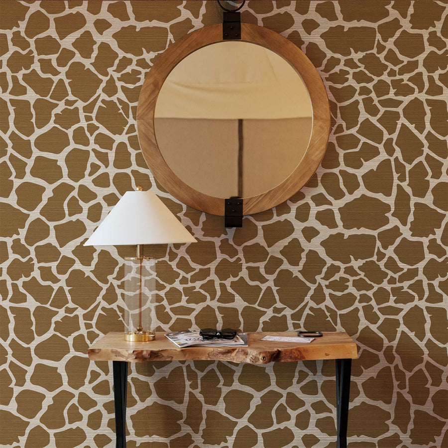 Giraffe Design Grasscloth Wallpaper