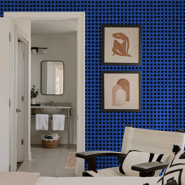 Bright Blue Watercolor Plaid Wallpaper