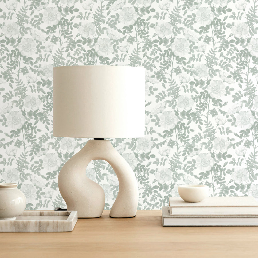 Royal Bloom Removable Wallpaper In Sage Color