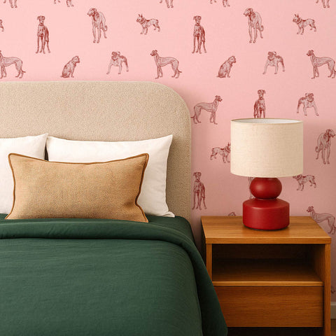Behang met roze hondenprint