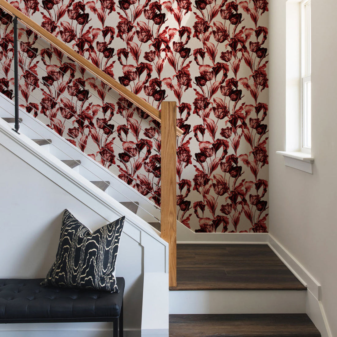 Garden Of Red Tulips Removable Wallpaper