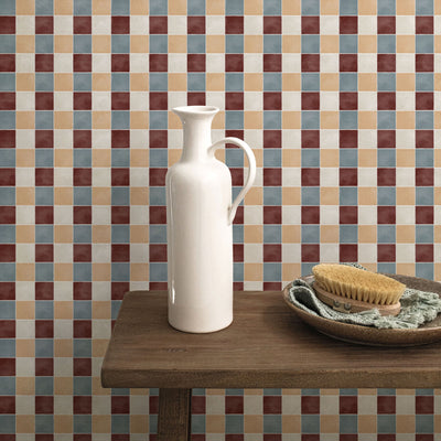 Retro Mosaic Tiles Print Wallpaper