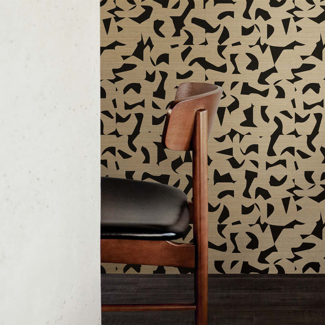 Abstract Geometric Pattern Grasscloth Wallpaper