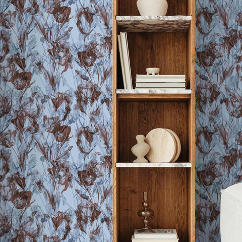 Blue Abstract Floral Wallpaper