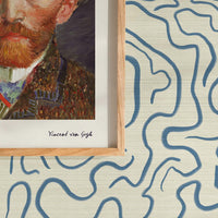 Blue Funky Lines Grasscloth Wallpaper