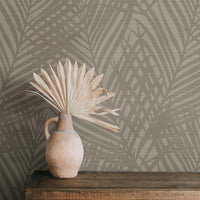 Elegant Neutral Palms Grasscloth Wallpaper