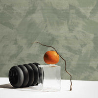 Green Limewash Grasscloth Wallpaper