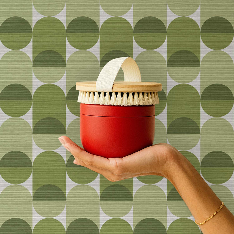 Mini Retro Grasscloth Wallpaper In Pickle Green