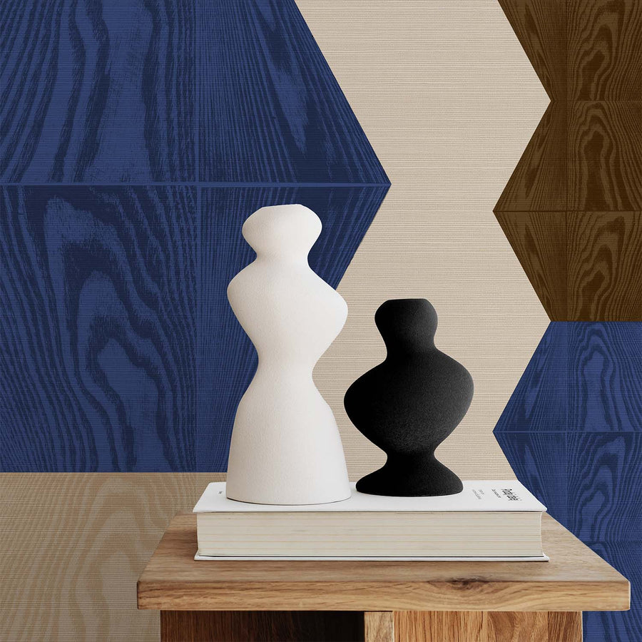 Colorful Blue Infinity Grasscloth Wall Mural