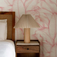 Pink Banana Leaf Grasscloth Wallpaper