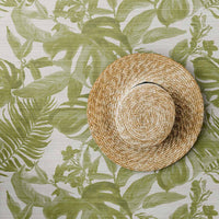 Retro Green Tropical Grasscloth Wallpaper
