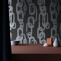 Metallic Silver Chain Pattern Wallpaper