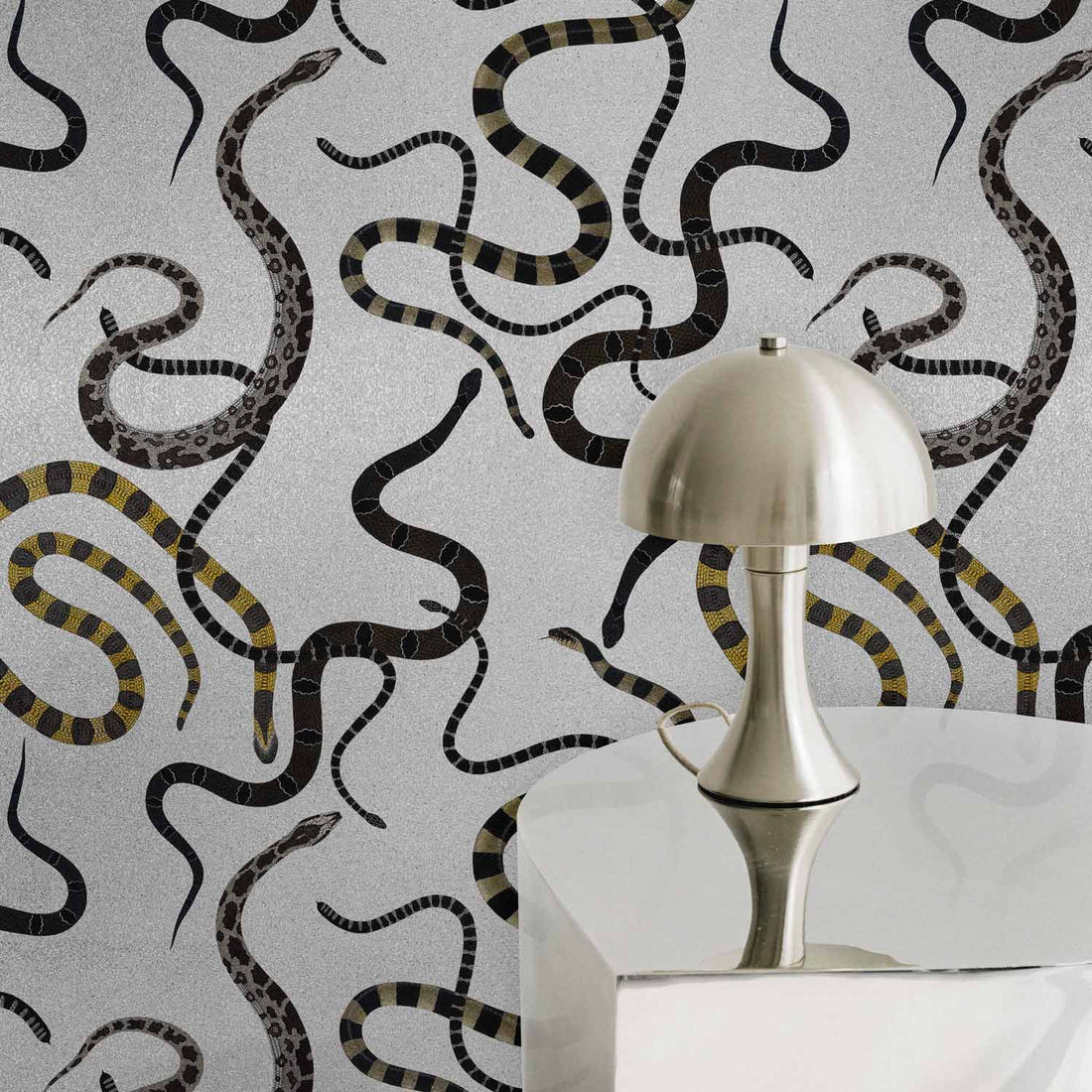 Silver Snake Metallic Wallpaper