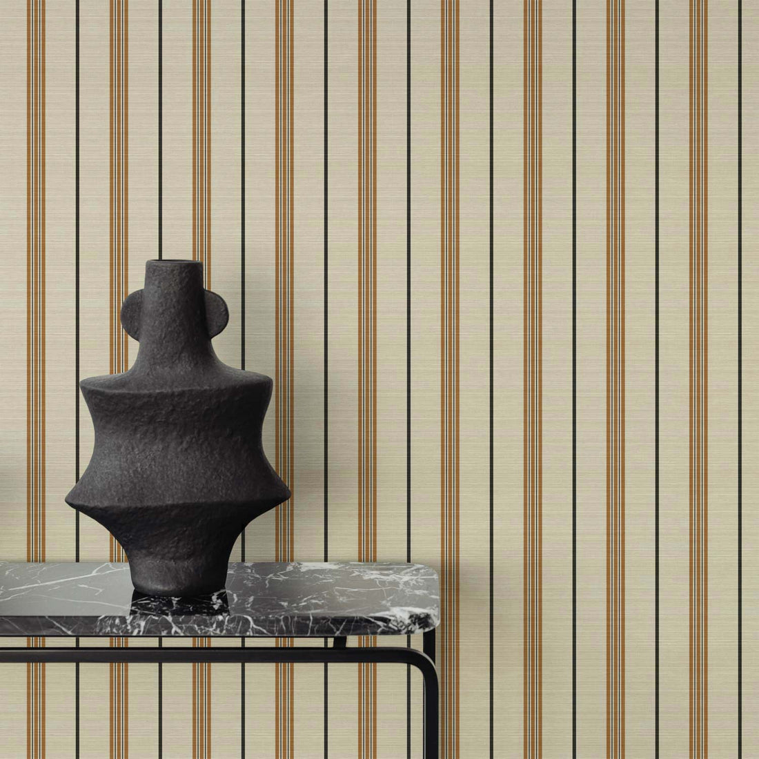 Tiny Neutral Stripes Grasscloth Wallpaper