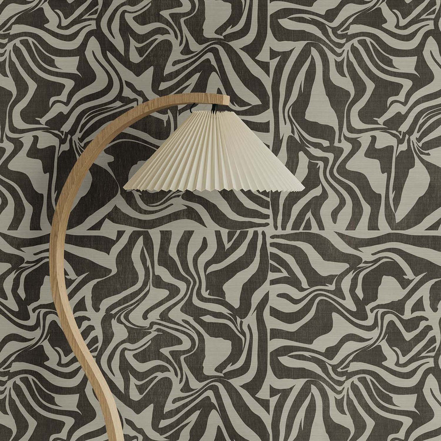 Wooden Zebra Pattern Grasscloth Wallpaper