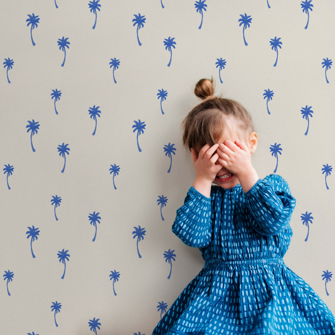 Bright Blue Tiny Palms Removable Wallpaper