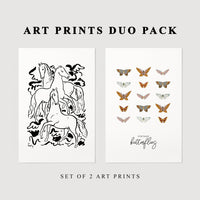 Horse And Butterfly Poster Duo Pack + Free FedEx Delivery