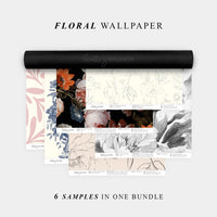 Wallpaper Sample Bundle - 6 Floral Wallpaper Design Samples