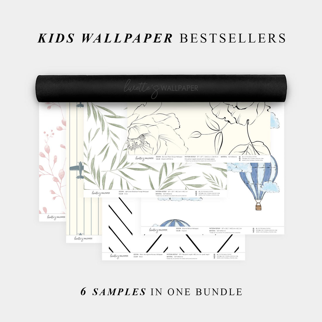 Wallpaper Sample Bundle - 6 Kids Wallpaper Bestsellers