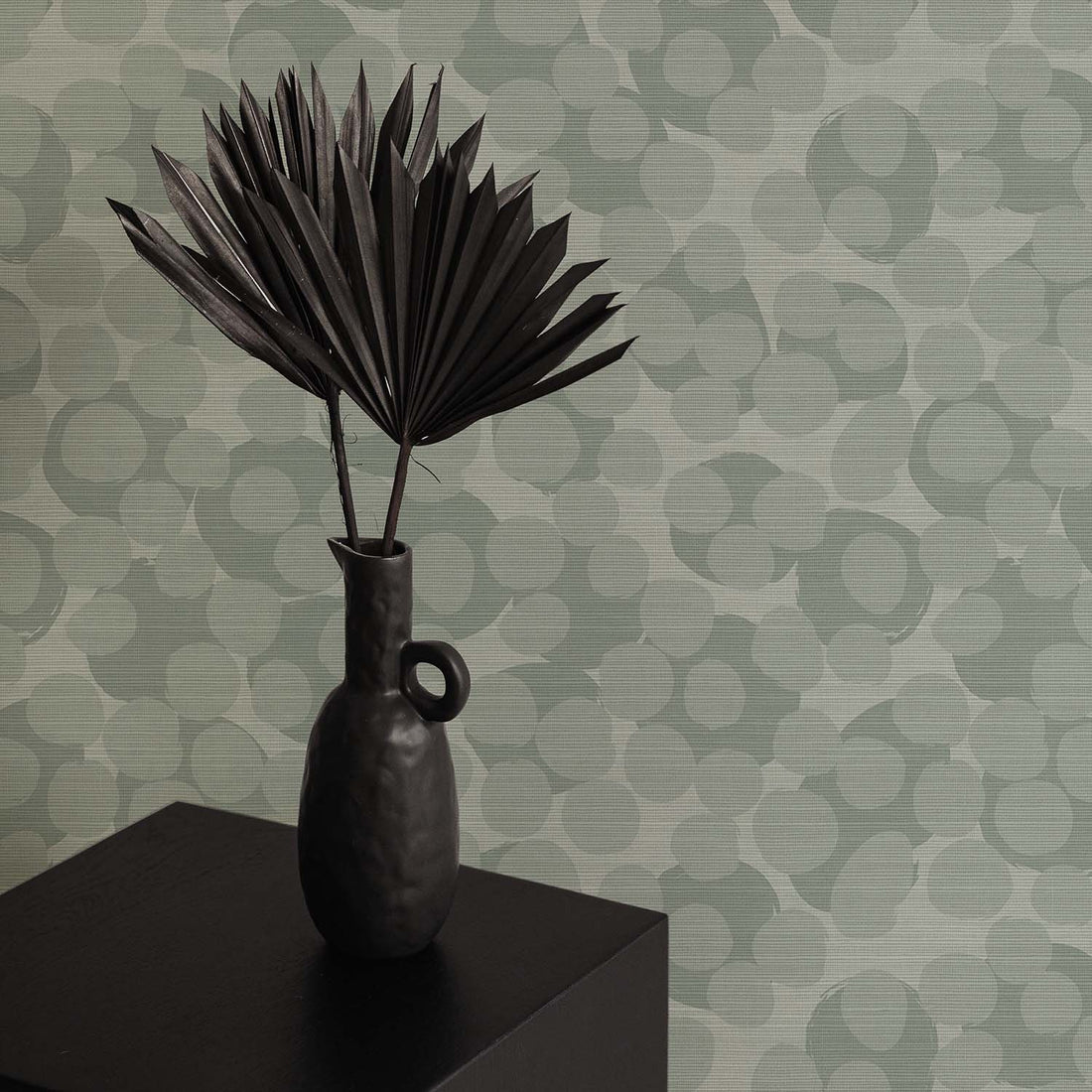 Light Sage Dots Grasscloth Wallpaper