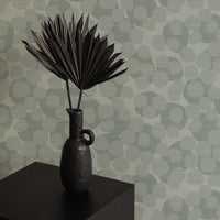 Light Sage Dots Grasscloth Wallpaper