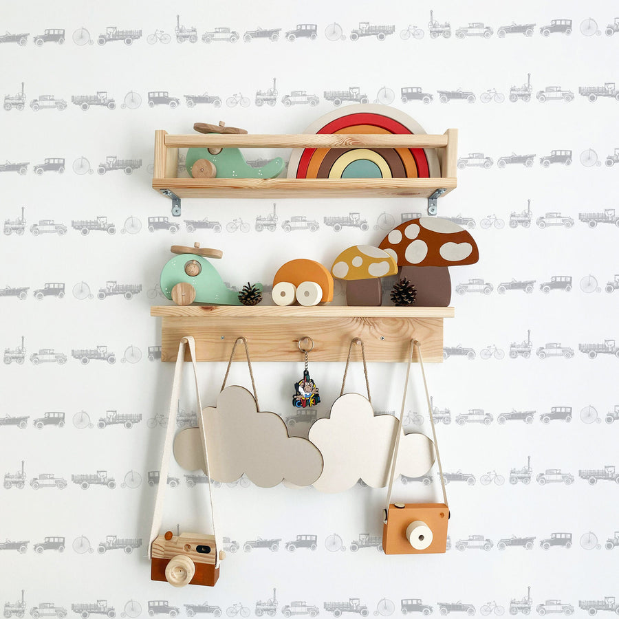 Neutral Transportation Print Removable Wallpaper