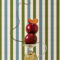 Green And Blue Stripes Grasscloth Wallpaper