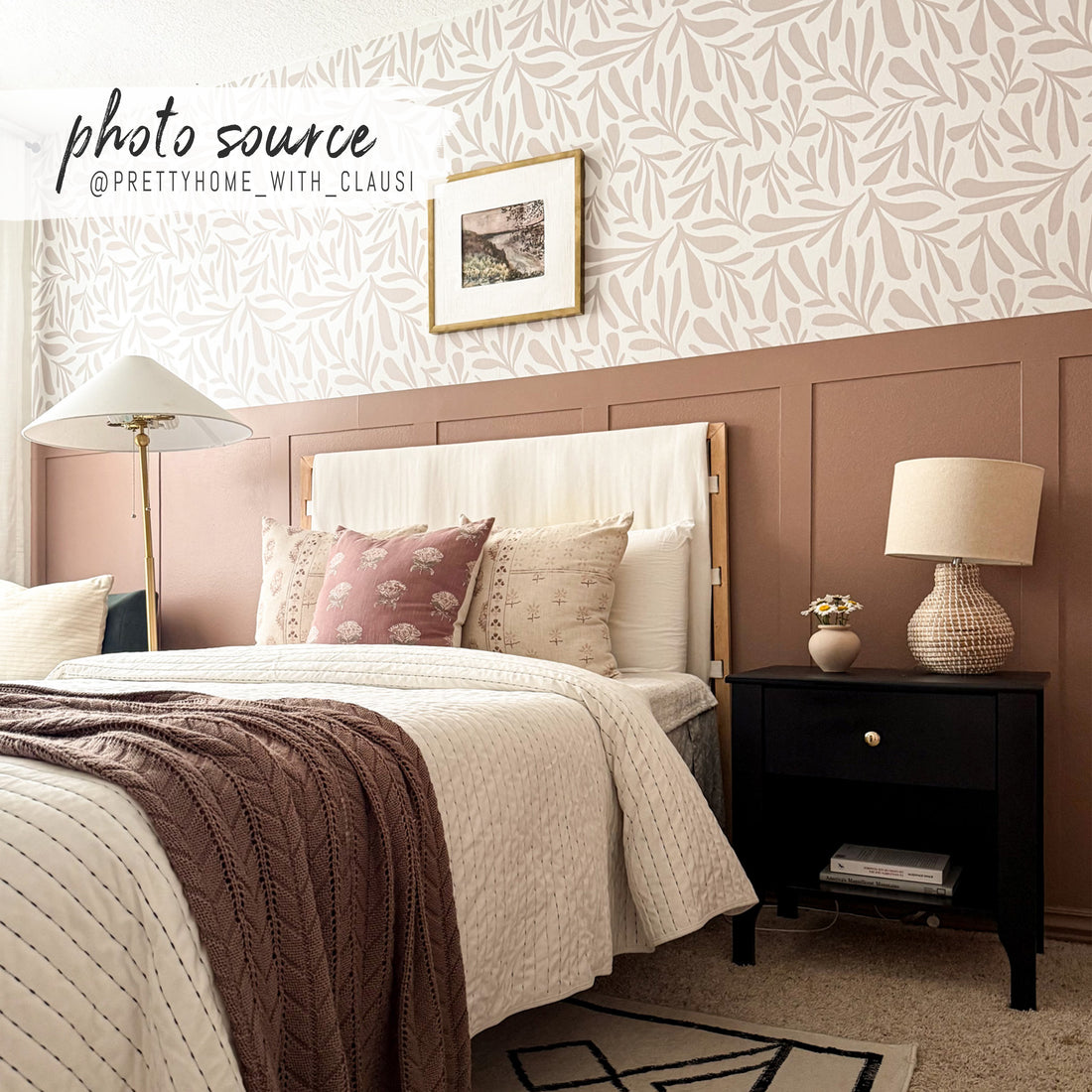 Hazelnut Color Floral Wallpaper