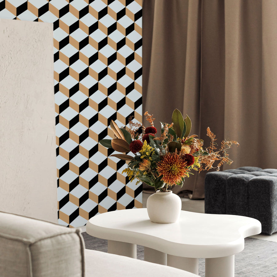 Black And Blue Cube Design Removable Wallpaper