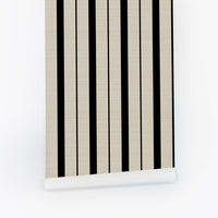 Black Retro Lines Grasscloth Wallpaper