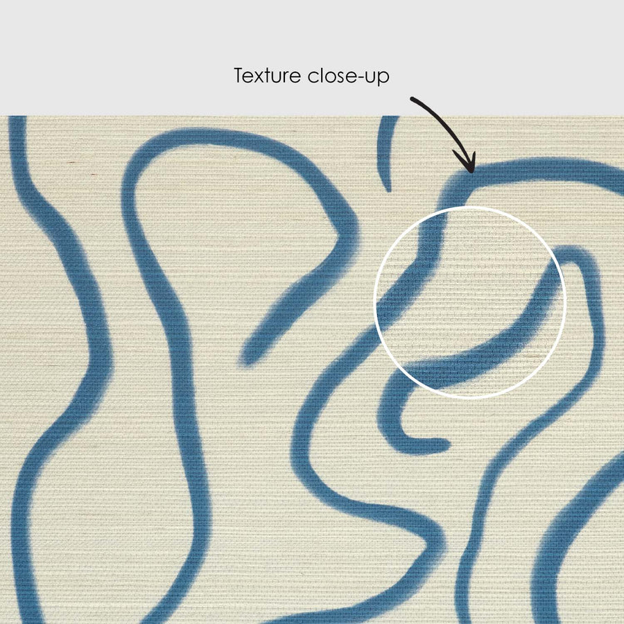 Blue Funky Lines Grasscloth Wallpaper