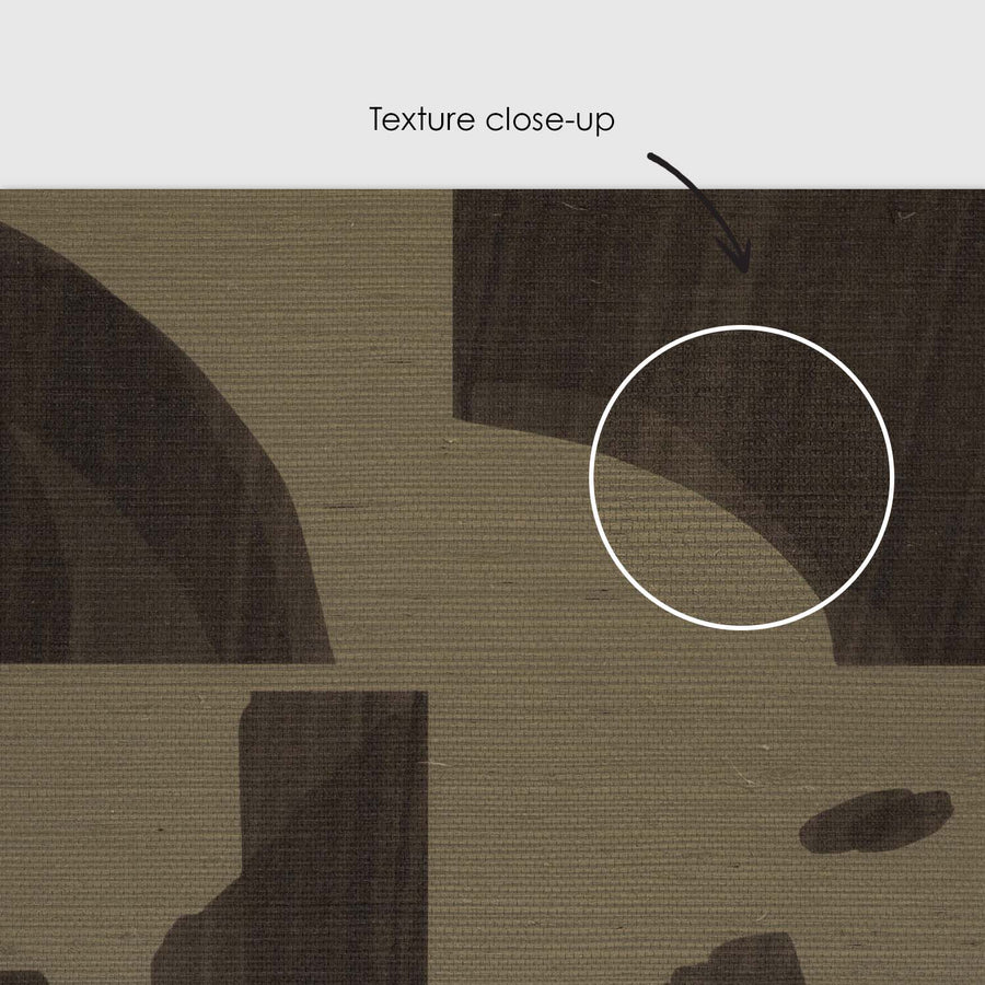 Dark Brown Wooden Tiles Grasscloth Wallpaper