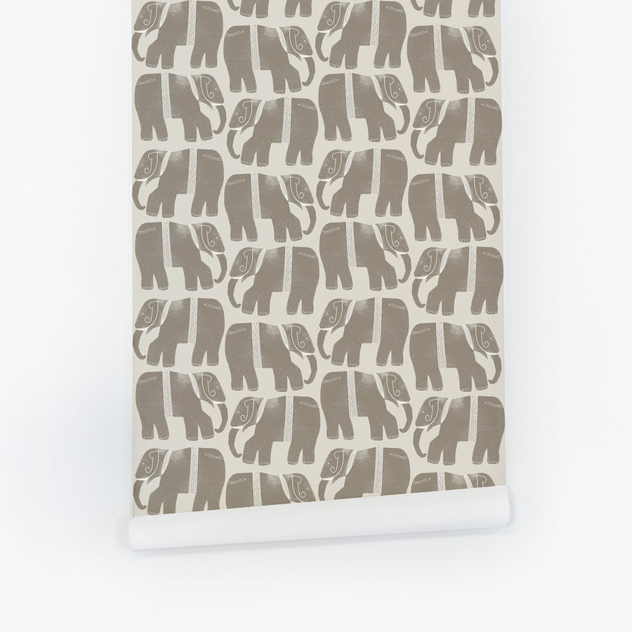 Elegant Neutral Abstract Elephants Wallpaper
