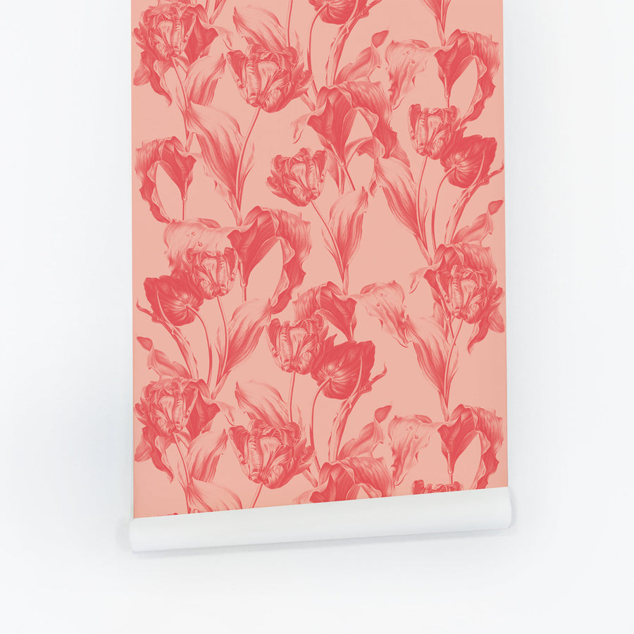 Garden Of Coral Tulips Wallpaper