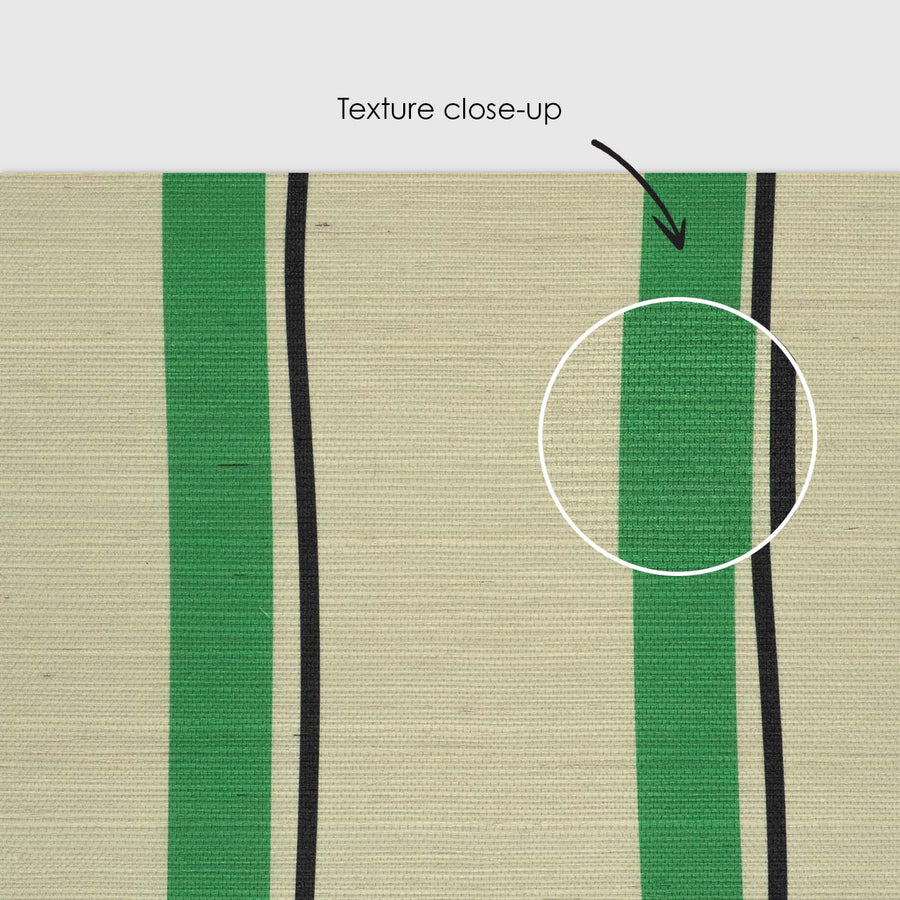 Green Stripes Grasscloth Wallpaper
