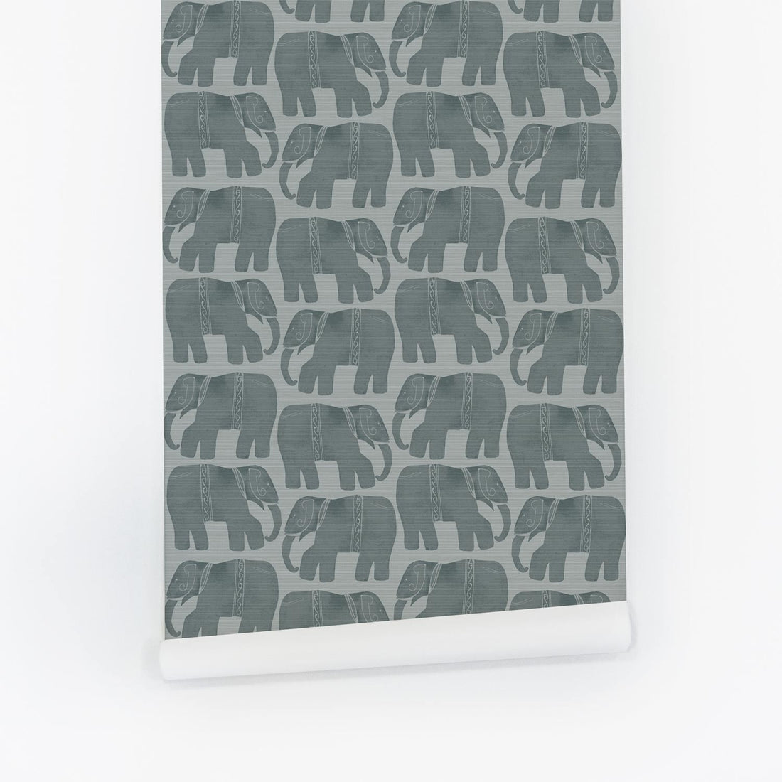 Grey Abstract Elephants Grasscloth Wallpaper