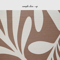 Mocha Color Floral Design Grasscloth Wallpaper