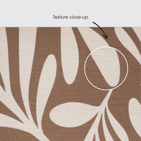 Mocha Color Floral Design Grasscloth Wallpaper