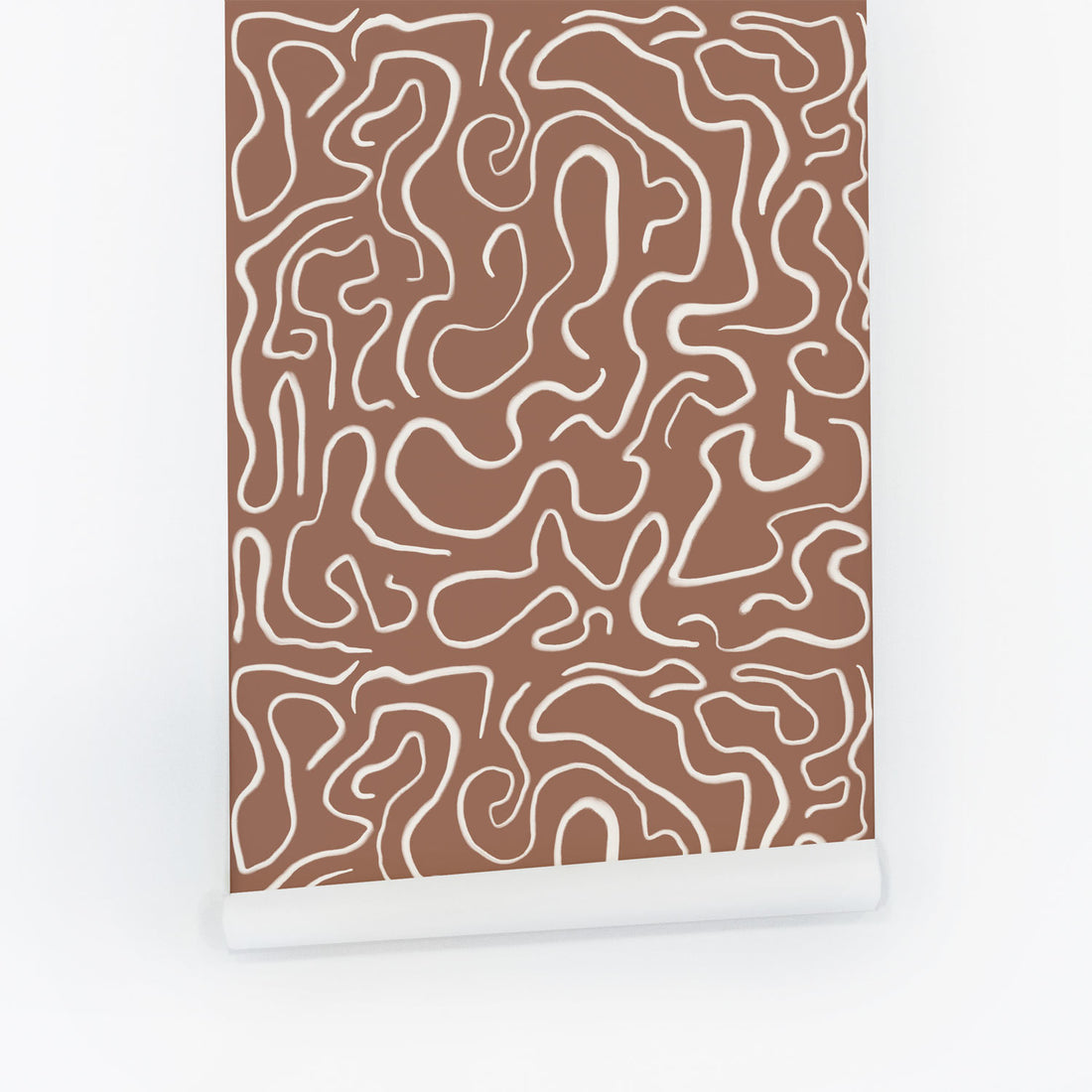 Abstract Funky Lines Wallpaper in Mocha Mousse